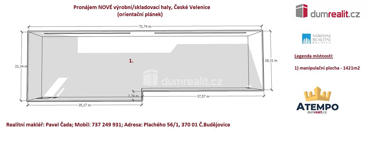 Pronájem výrobní haly, prostoru 1421 m² – fotografie 2