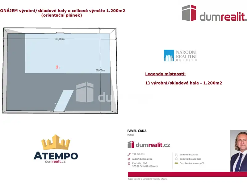 Pronájem výrobní haly, prostoru 1200 m², České Budějovice – náhled fotky 3