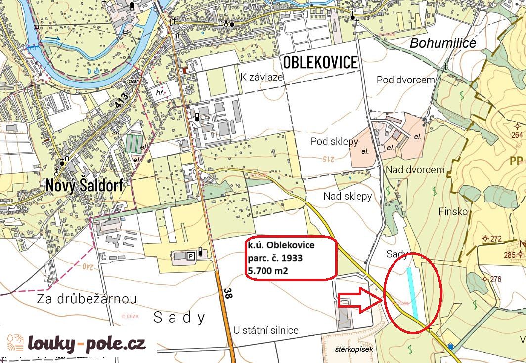 Prodej pole 5700 m², Znojmo – fotka 1 z 3