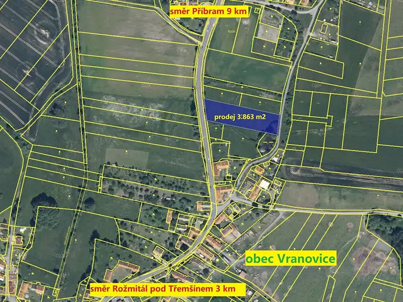 Prodej stavebního pozemku 3863 m², Vranovice – náhled fotky 2