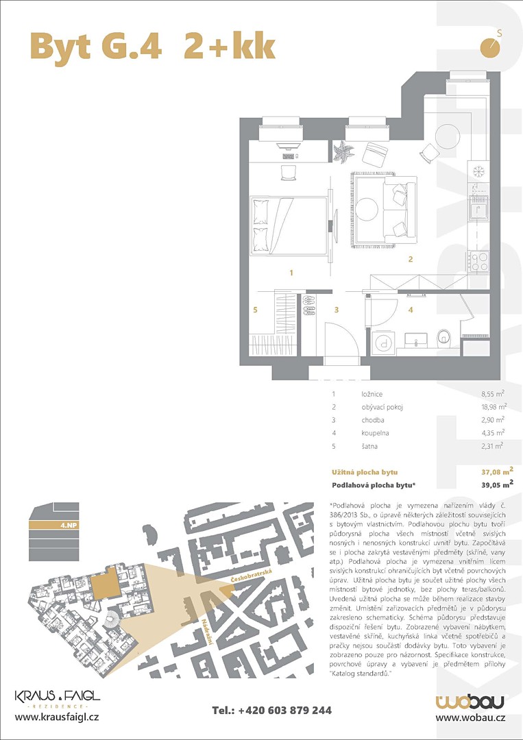 Prodej bytu 2+kk 37 m² – pohled 5