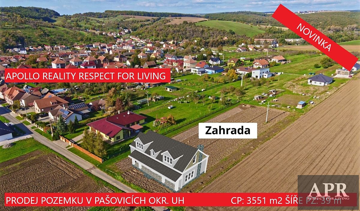 Prodej stavebního pozemku 3551 m², Pašovice – fotka 1 z 3