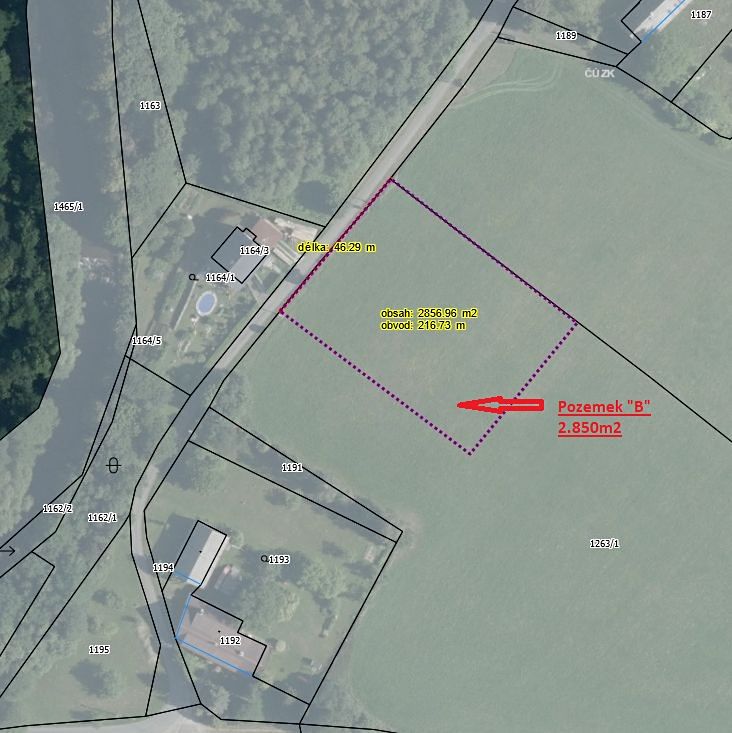 Prodej stavebního pozemku 2850 m²