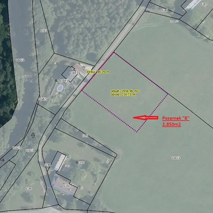 Prodej stavebního pozemku 2850 m²