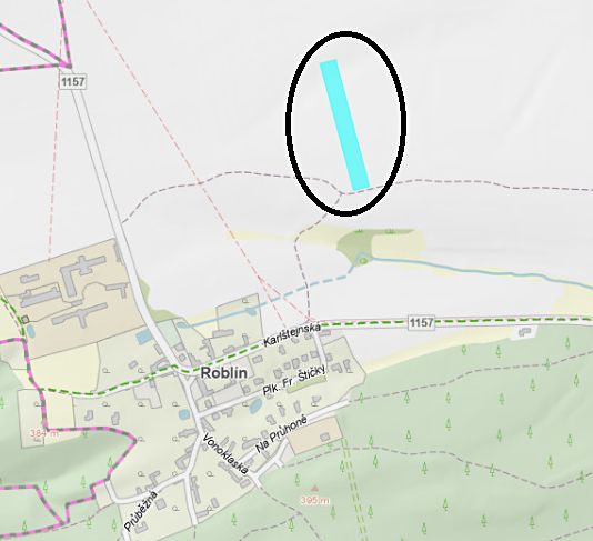 Prodej pole 16023 m², Roblín – fotka 1 z 3