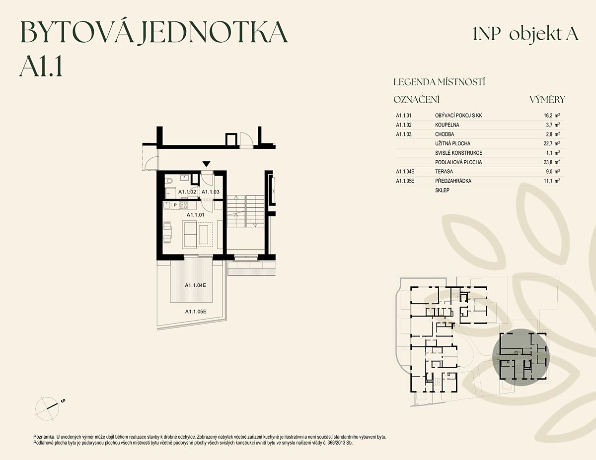Prodej bytu 1+kk 24 m² (Jednopodlažní)