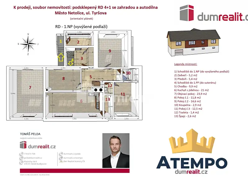 Prodej rodinného domu 321 m², pozemek 947 m², Netolice – náhled fotky 3