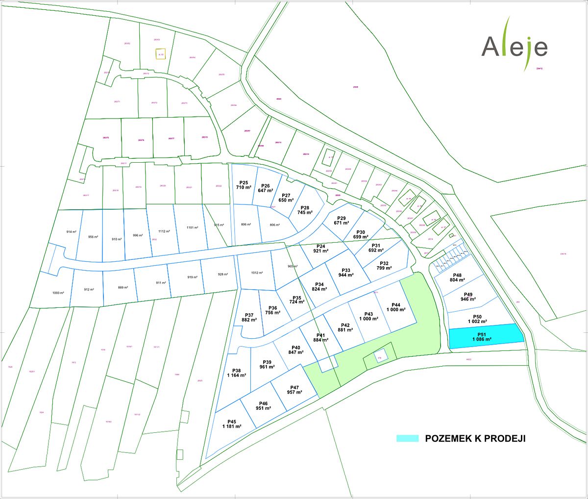 Prodej stavebního pozemku 1086 m²
