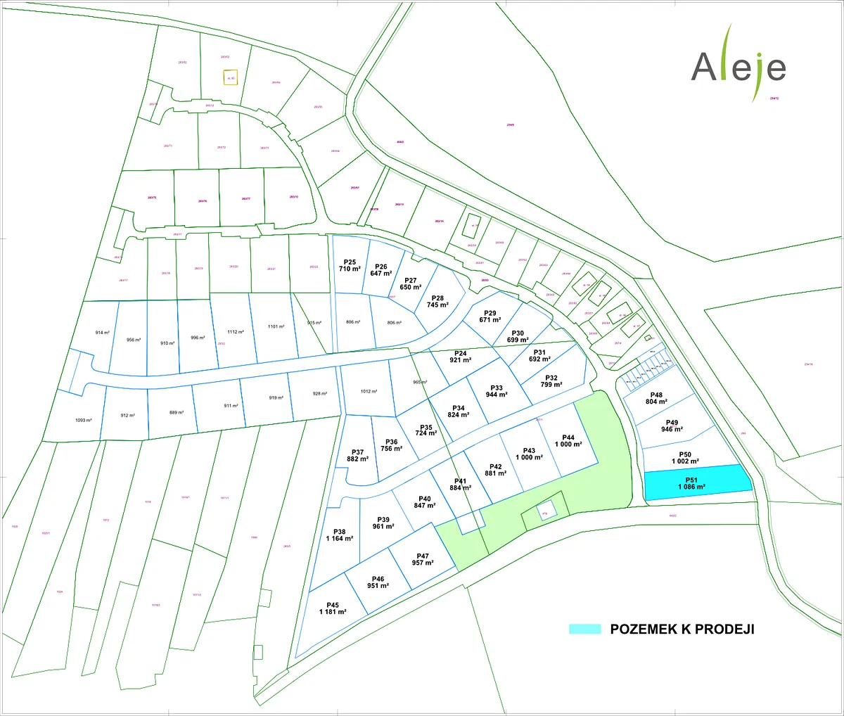 Prodej stavebního pozemku 1086 m²