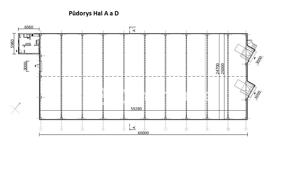 Pronájem výrobní haly, prostoru 1481 m² – pohled 4