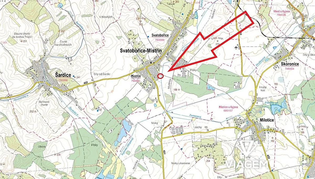 Prodej podílu 1/2 pole 1057 m²