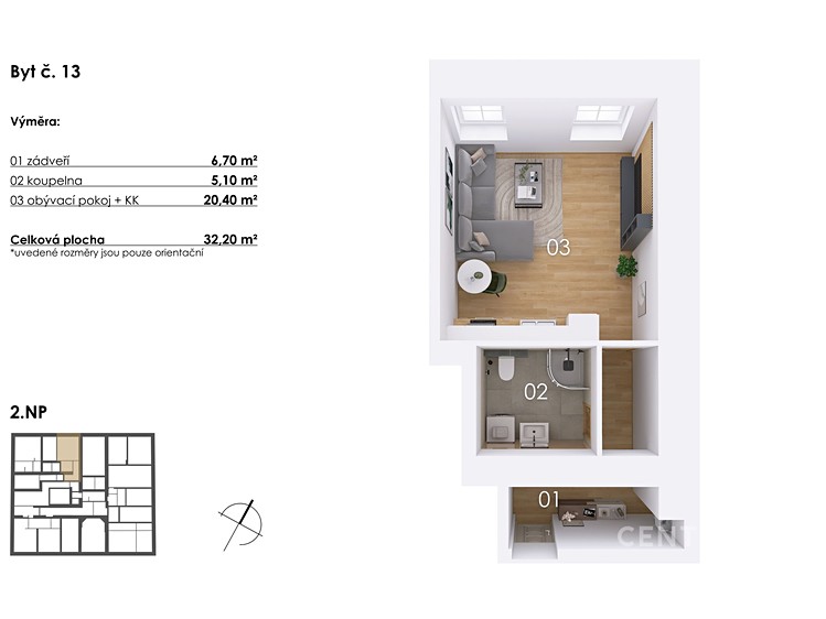 Wohnung 1+kk zum Kauf, 32 m² (9 von 12)