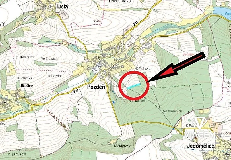 Prodej podílu 13/18 pole 4004 m² – pohled 4