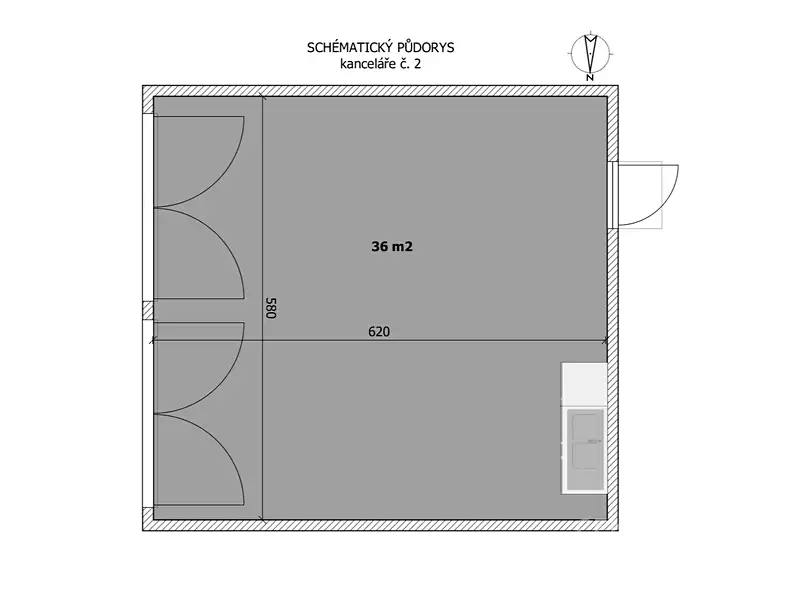 Pronájem kanceláře 36 m², Praha – náhled fotky 3