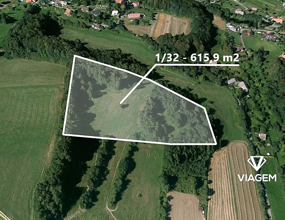Prodej podílu 1/32 pole 615 m²
