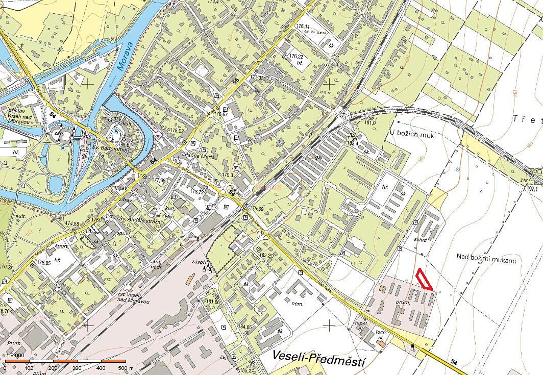 Prodej stavebního pozemku 1378 m², Veselí nad Moravou – fotka 1 z 3