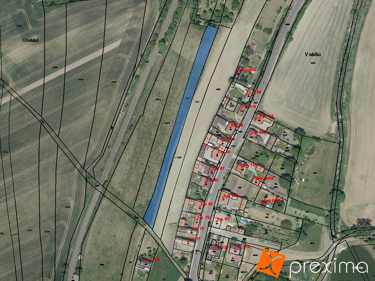 Prodej podílu 1/6 stavebního pozemku 2044 m²