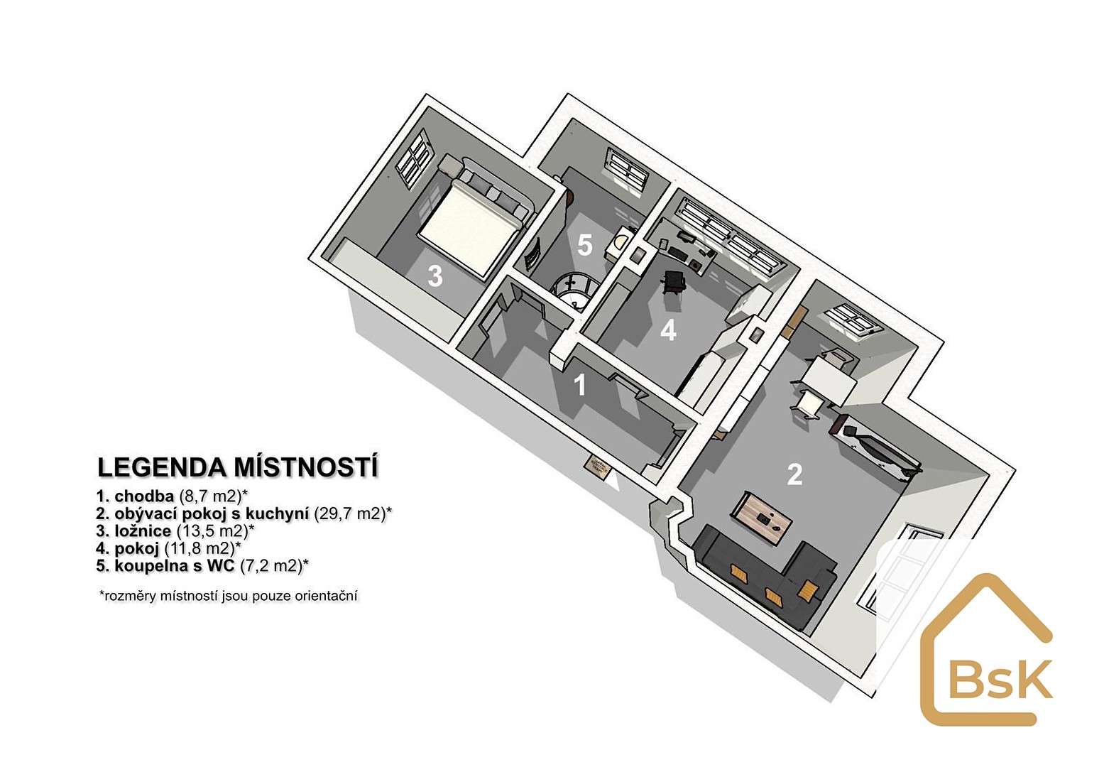 Prodej bytu 3+kk 78 m² – pohled 2