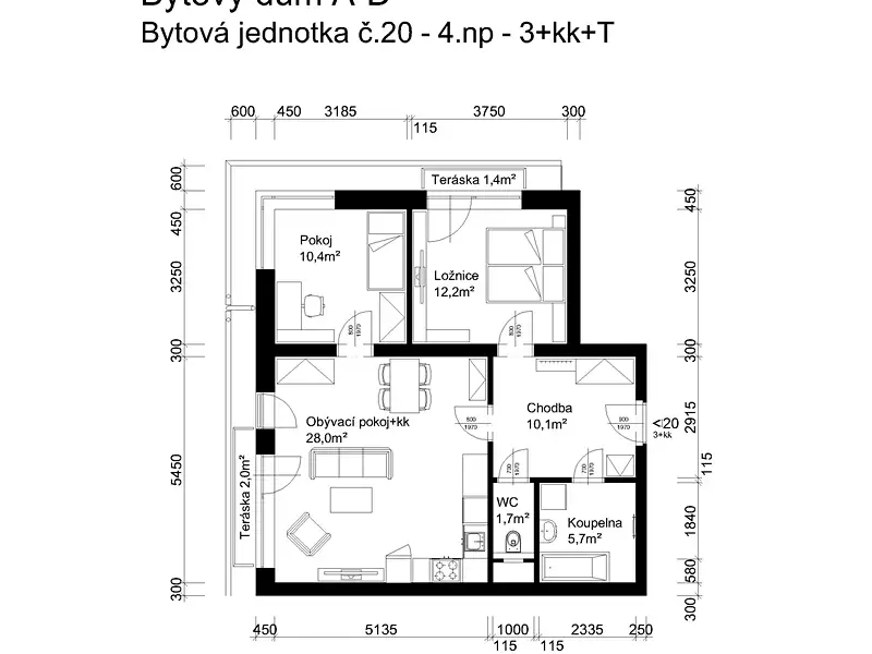 Prodej bytu 3+kk 68 m², Lanškroun – náhled fotky 2
