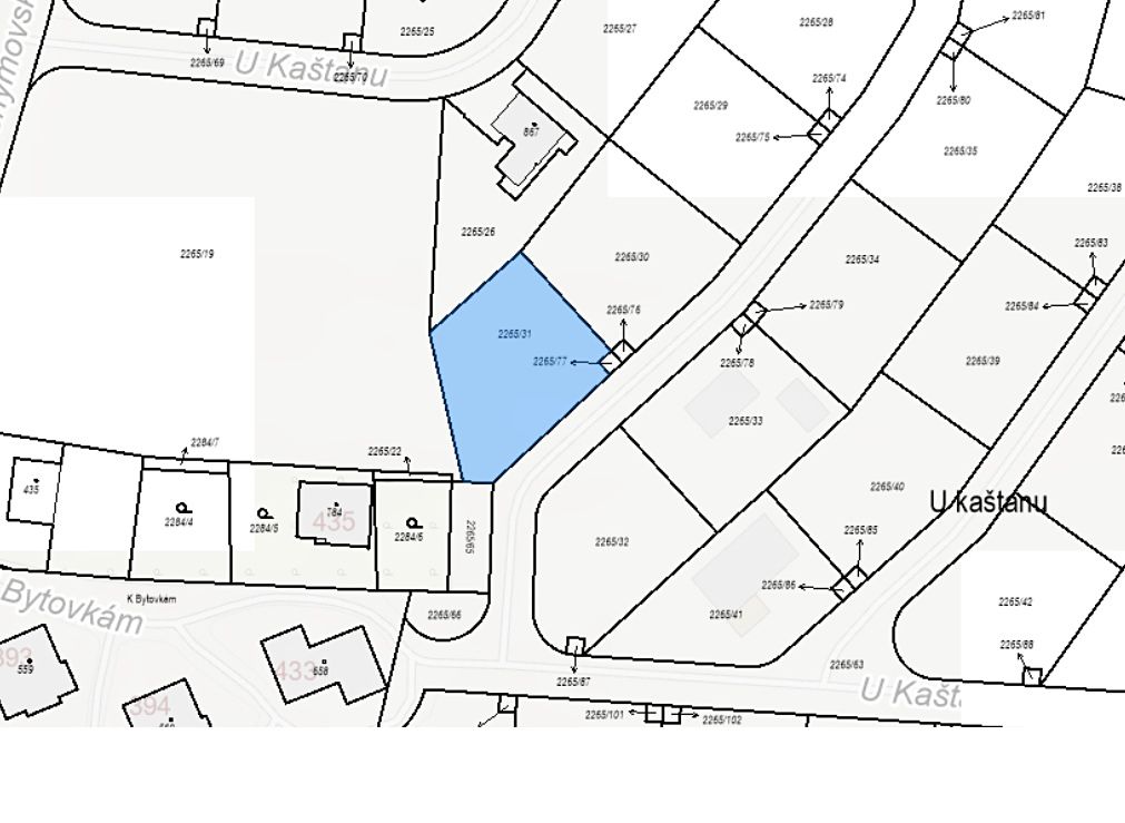 Prodej stavebního pozemku 818 m², Hudlice – fotka 1 z 3