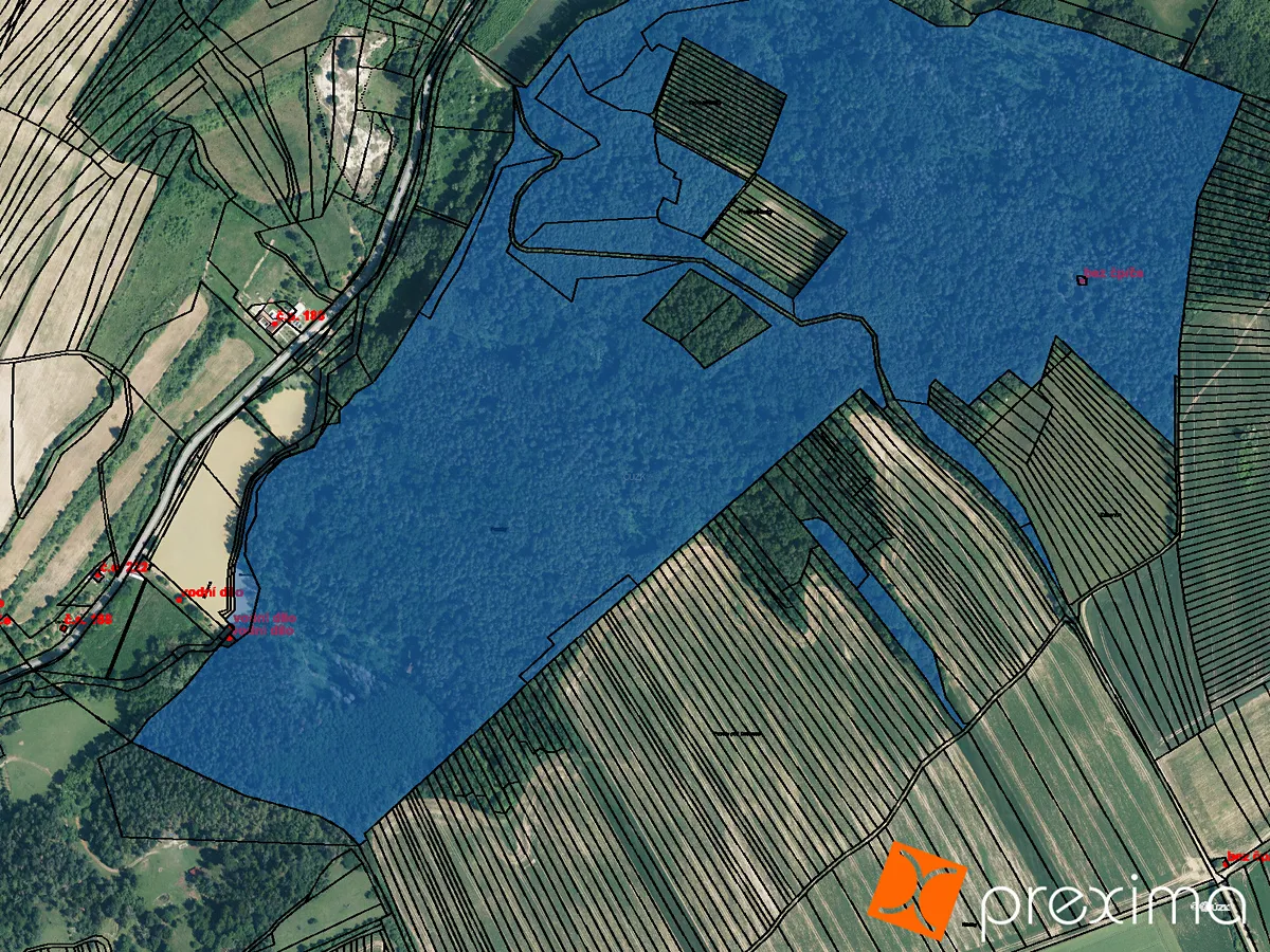 Prodej podílu 1/450 lesa 1027 m²