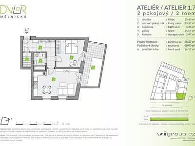 Wohnung 2+kk zum Kauf, 58 m² (2 von 9)