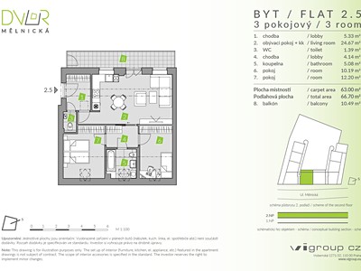 Wohnung 3+kk zum Kauf, 64 m² (2 von 9)