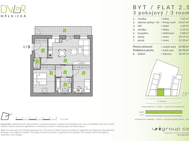Wohnung 3+kk zum Kauf, 64 m² (2 von 9)