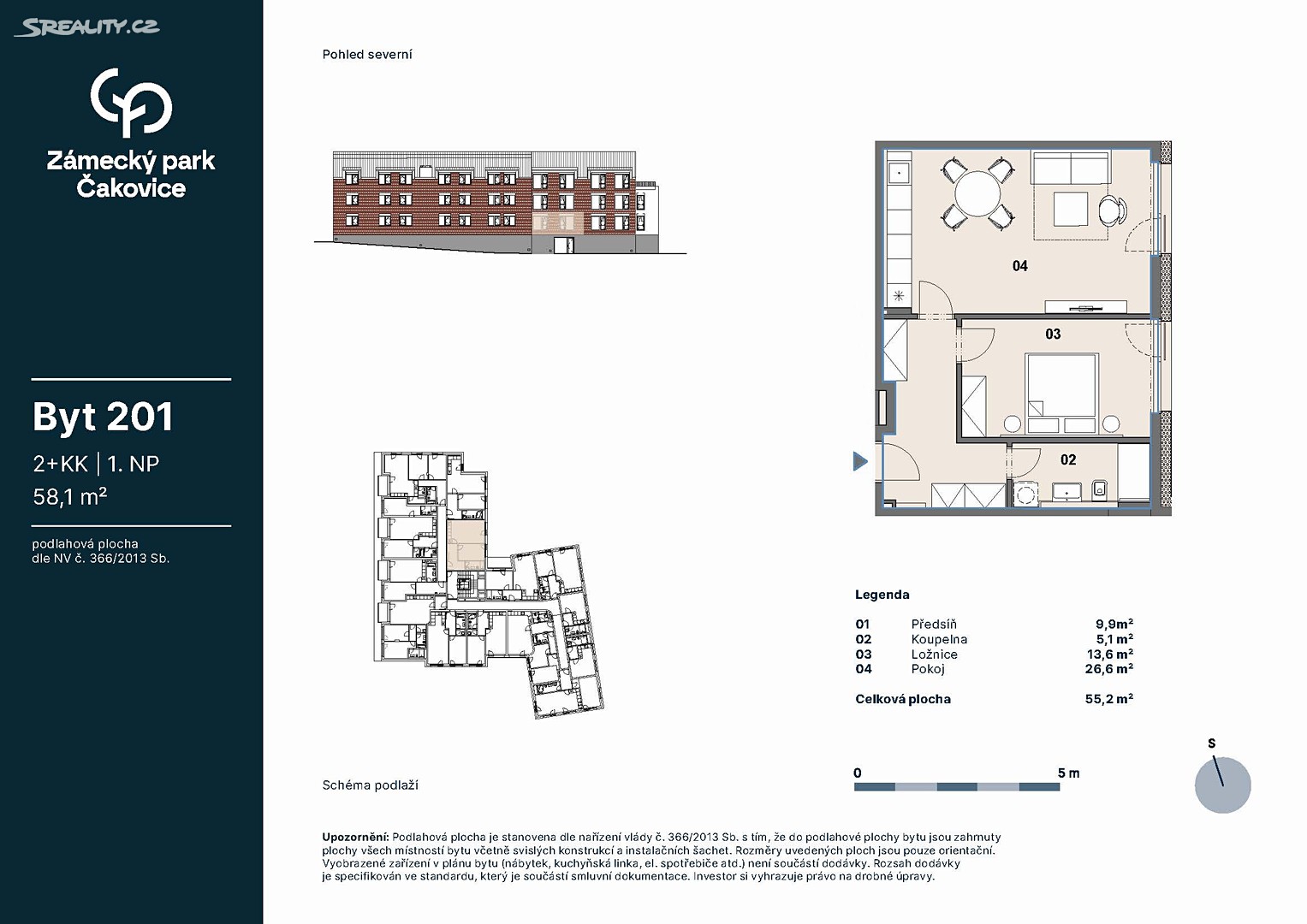 Prodej bytu 2+kk 58 m² – pohled 3