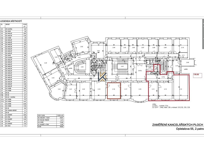 Pronájem kanceláře 131 m² – pohled 2