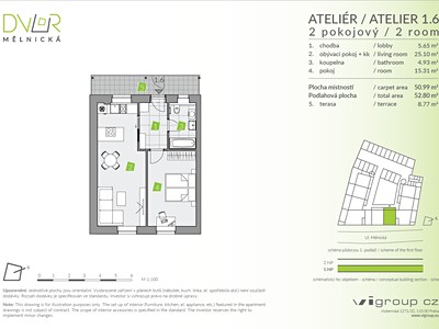 Wohnung 2+kk zum Kauf, 51 m² (2 von 9)