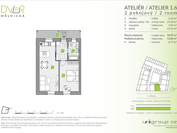 Wohnung 2+kk zum Kauf, 51 m² (2 von 9)