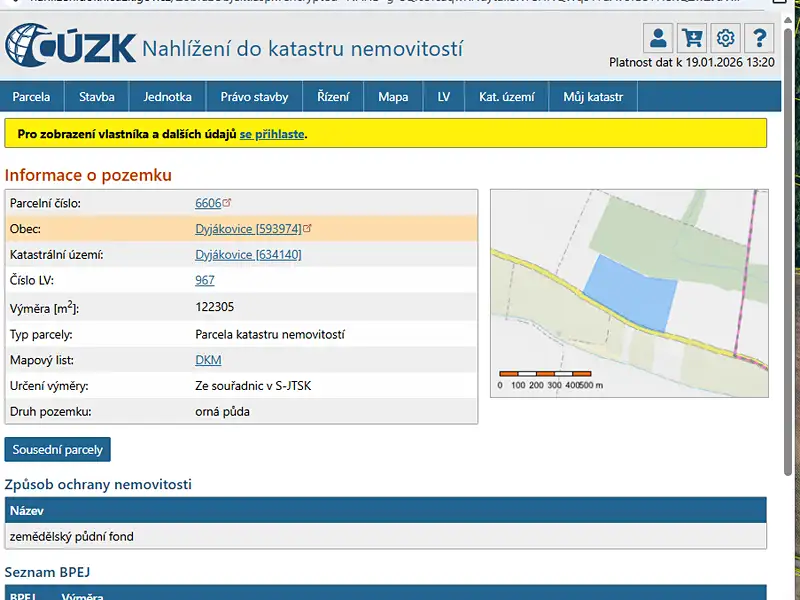 Prodej pole 122305 m², Dyjákovice – náhled fotky 3