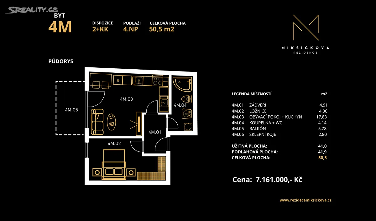 Prodej bytu 2+kk 50 m² – pohled 3