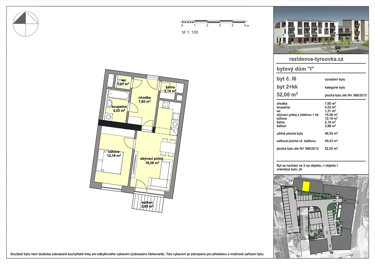 Prodej bytu 2+kk 59 m² – pohled 5