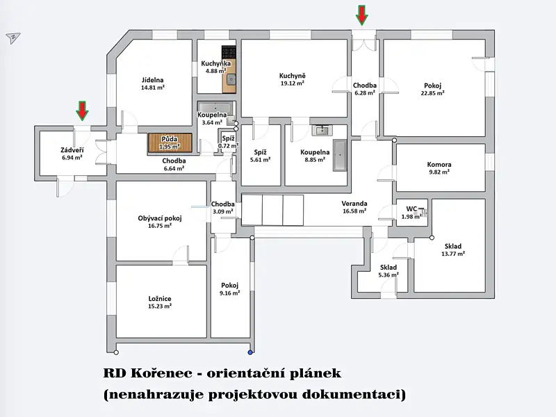 Prodej rodinného domu 380 m², pozemek 4395 m², Kořenec – náhled fotky 3