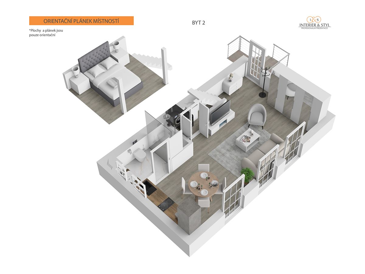 Pronájem bytu 1+1 52 m² – fotografie 3