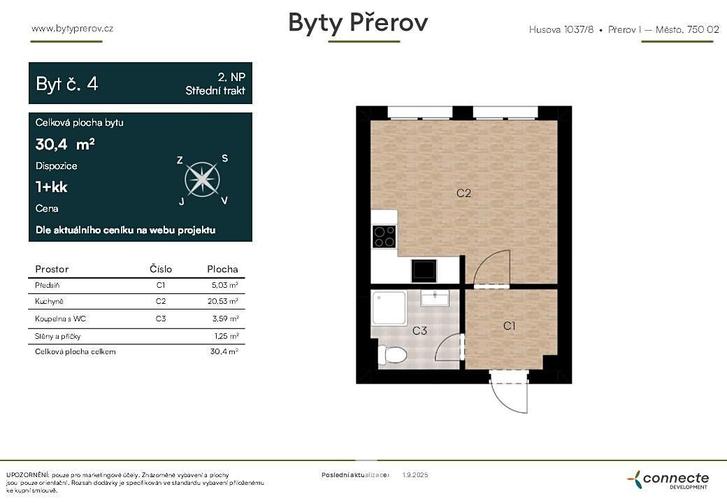 Pronájem bytu 1+kk 30 m² – fotografie 3