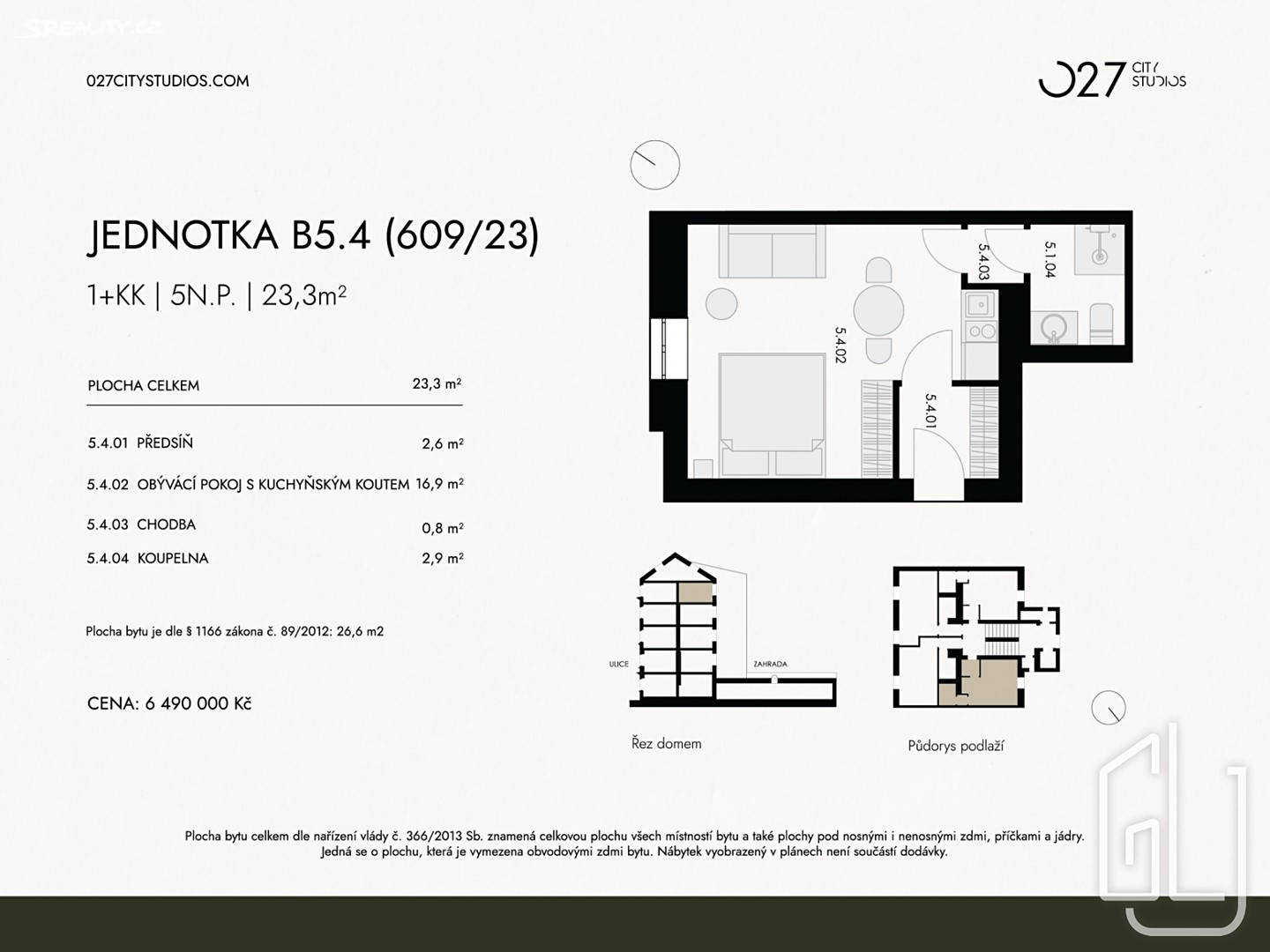 Prodej bytu 1+kk 23 m² (Jednopodlažní) – pohled 6