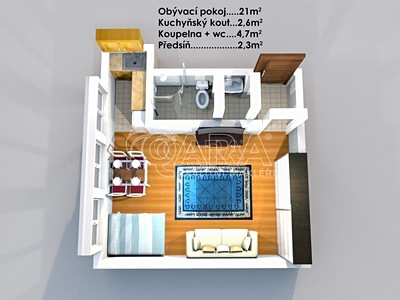 Pronájem bytu 1+kk 32 m²