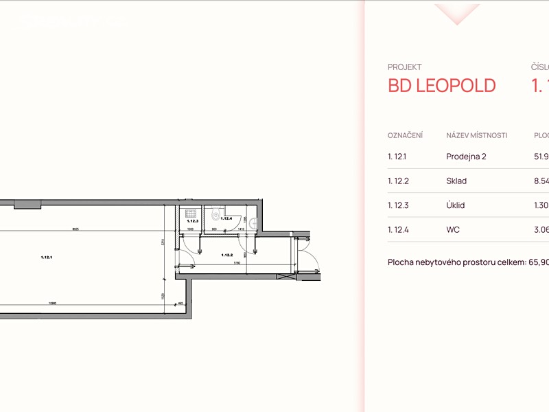 Prodej obchodního prostoru 66 m² – pohled 6