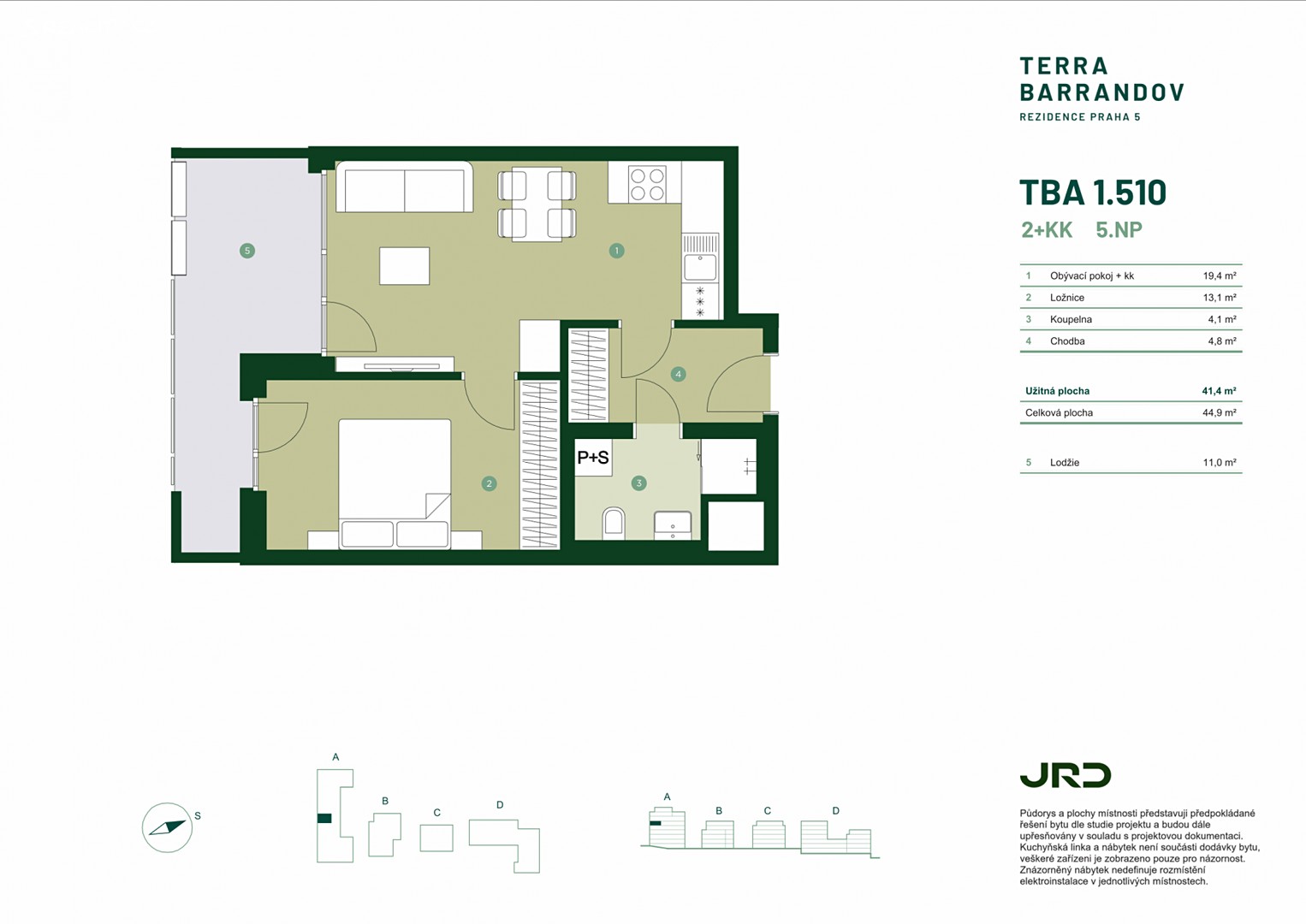 Prodej bytu 2+kk 45 m² – pohled 2