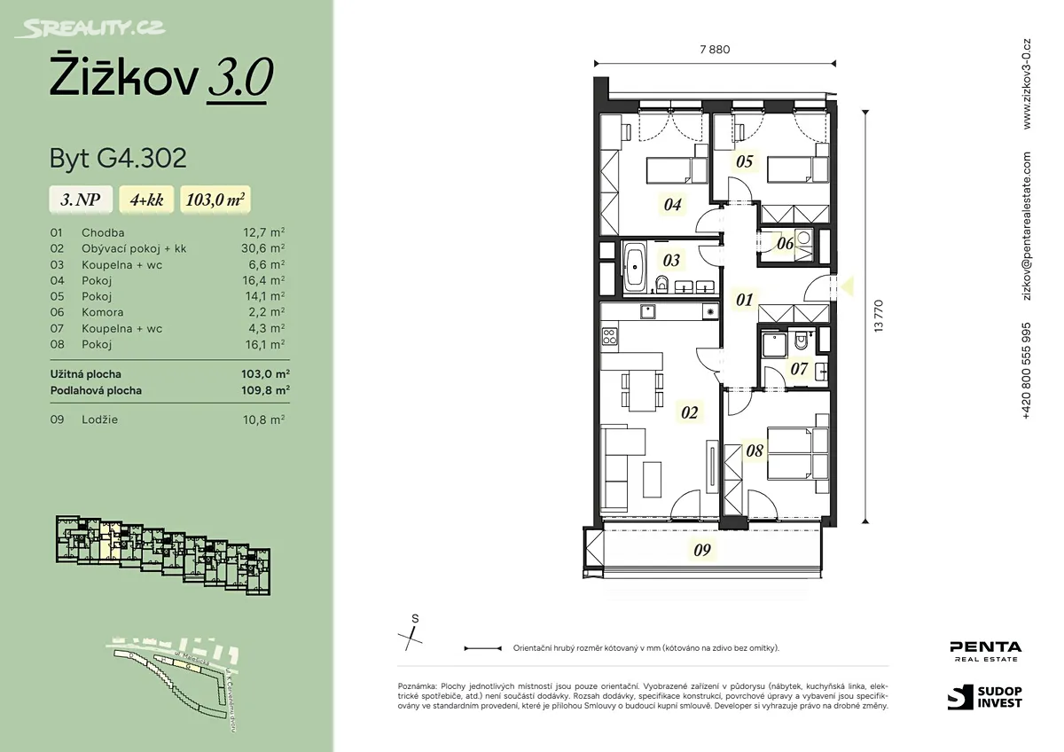 Prodej bytu 4+kk 103 m² – pohled 2