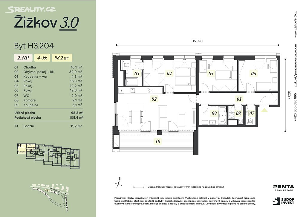 Prodej bytu 4+kk 98 m² – pohled 2