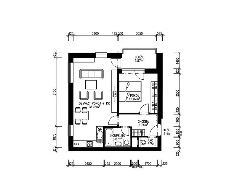 Prodej bytu 2+kk 55 m², Cheb – náhled fotky 2