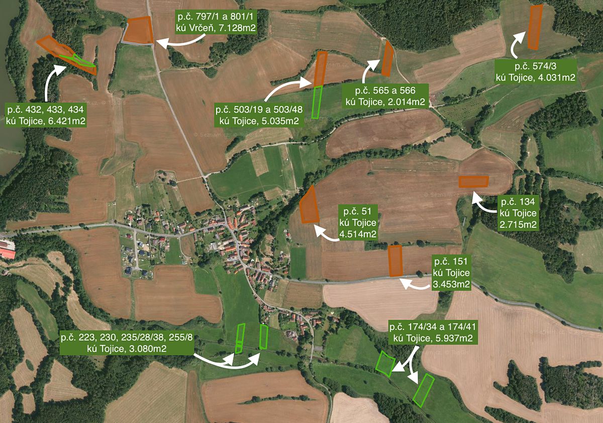 Prodej pole 44359 m², Tojice – fotka 1 z 3
