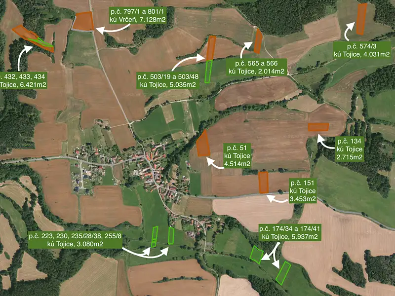 Prodej pole 44359 m², Tojice – náhled fotky 1