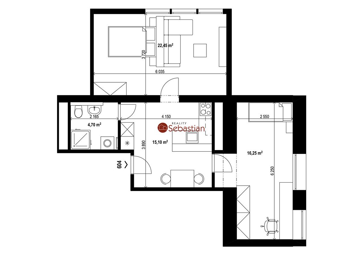 Pronájem bytu 2+1 59 m² – fotografie 3