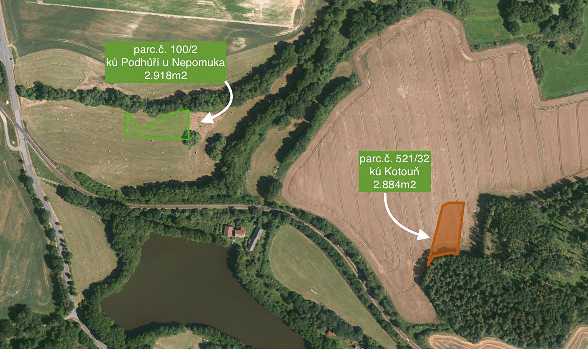 Prodej pole 5802 m², Kasejovice – fotka 1 z 3
