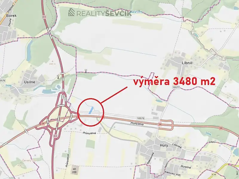 Prodej komerčního pozemku 3480 m², Hůry – náhled fotky 2